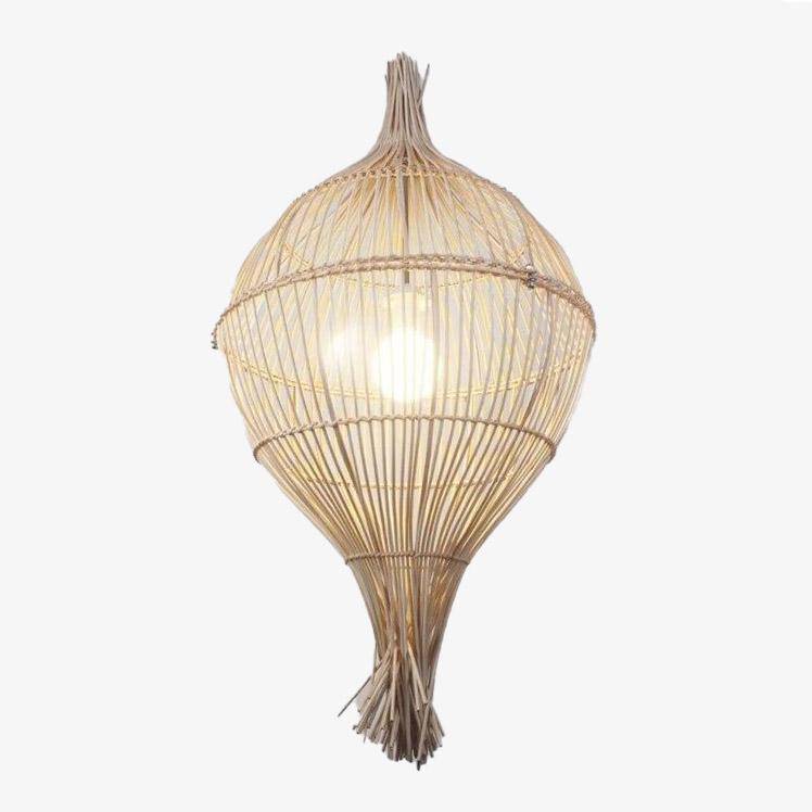 Rustic LED pendant light with Rui rattan lampshade