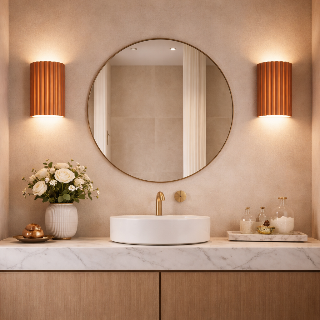 Striated dolomite wall light