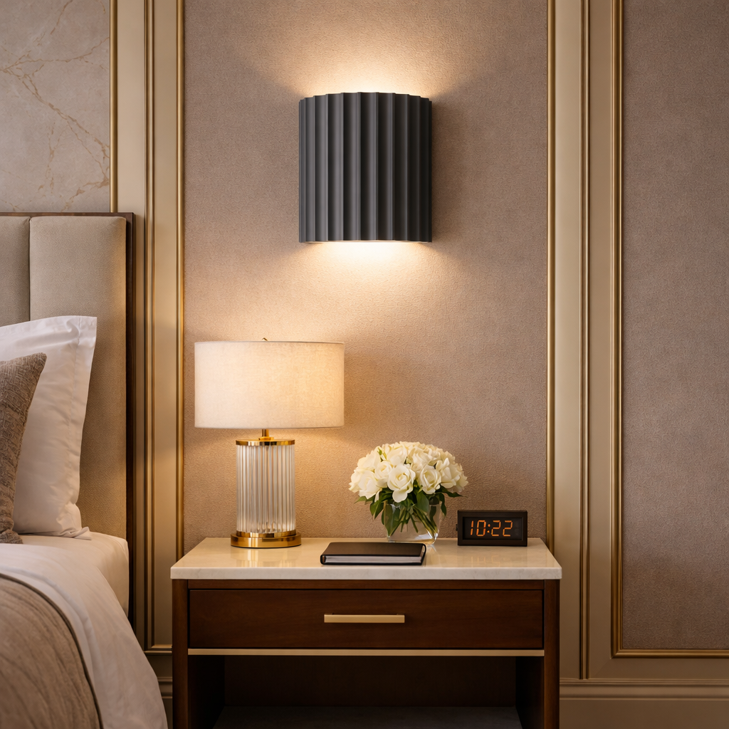 Striated dolomite wall light