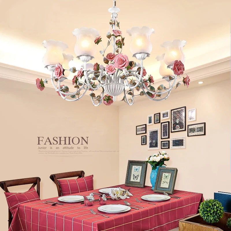 Nordic romantic chandelier, flowers and Mediterranean herbs, princess