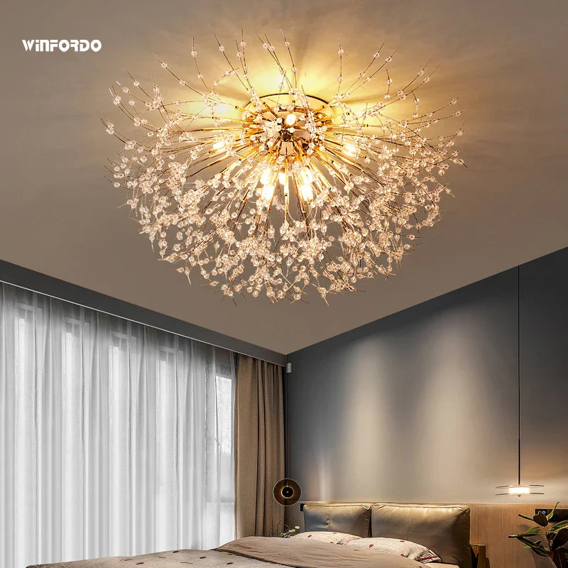 Winfordo LED chandelier with crystal branches in stock