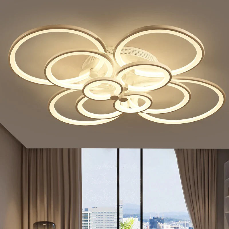 Modern design chandelier with luminous circles