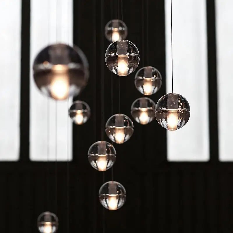 Nordic crystal ball chandelier for duplex villa living room restaurant