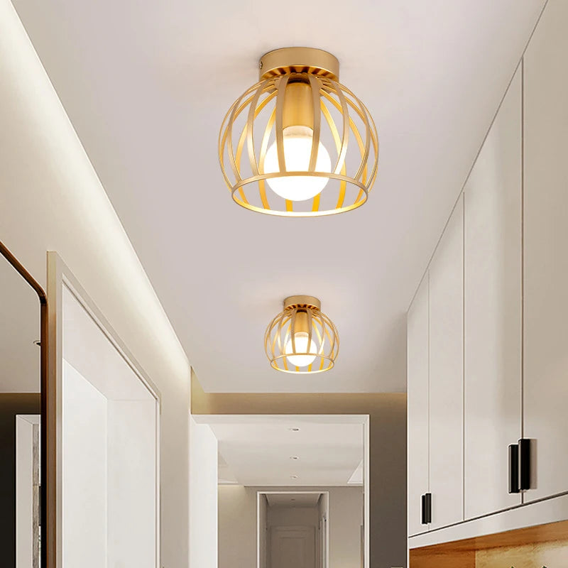 Gold retro LED metal ceiling light for balcony and corridor