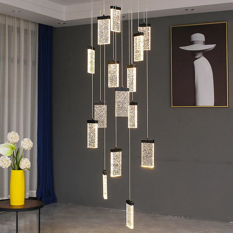 Luminous crystal chandelier for staircase and interior decoration