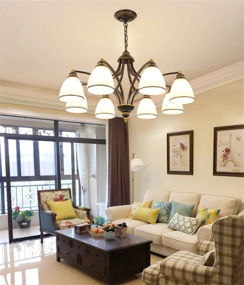 classic iron and glass chandelier for interior decoration