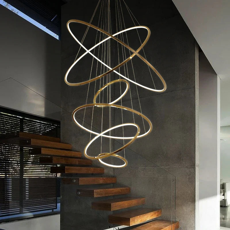 Nordic chandelier, golden circle, decorative indoor lighting
