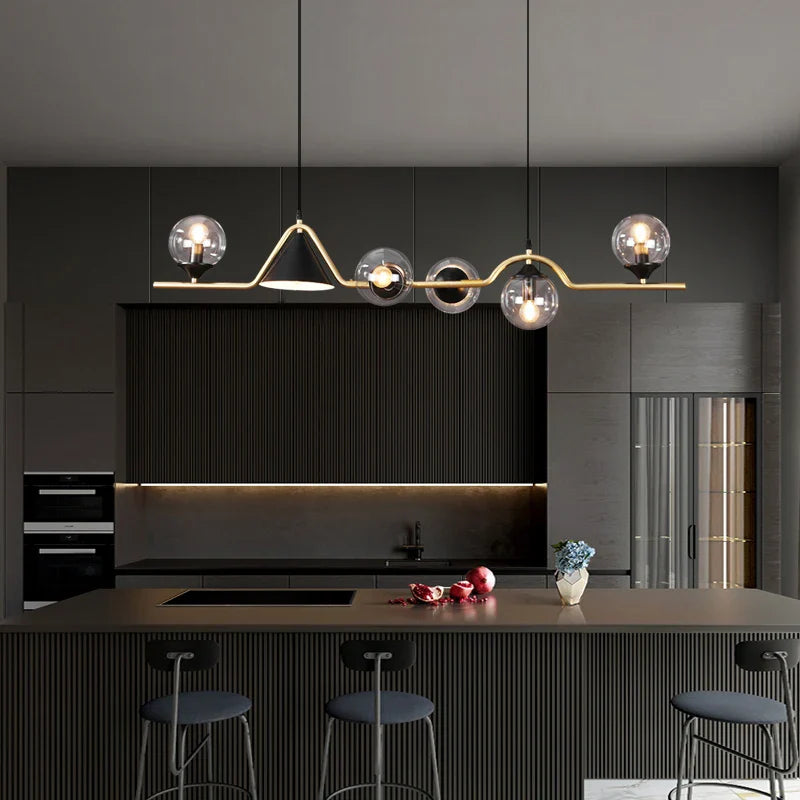 Bright modern glass chandelier