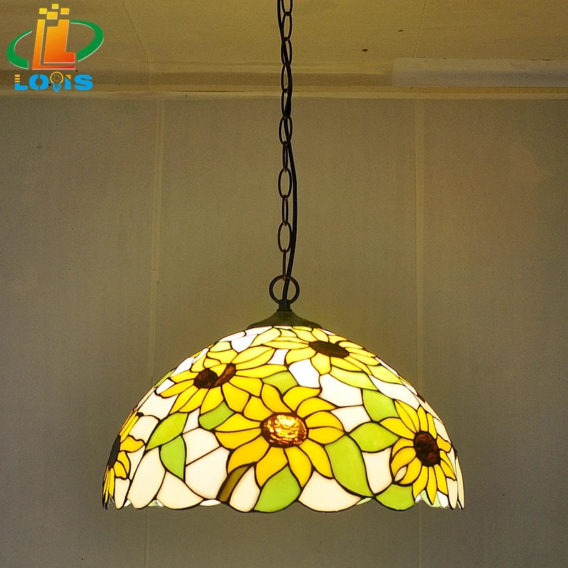 Handcrafted Tiffany design solar chandelier