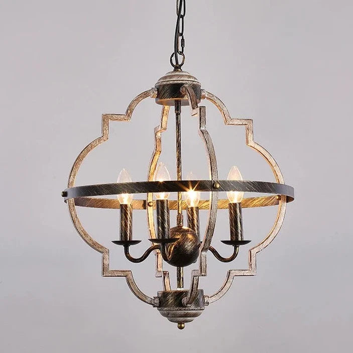 Aged rustic candle chandelier
