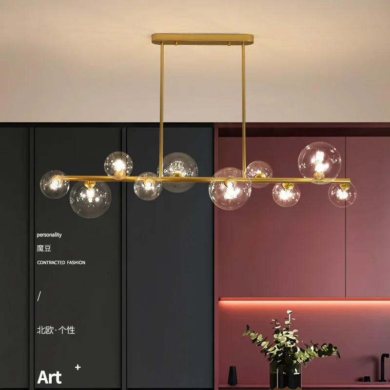 modern Nordic glass ball LED chandelier industrial lighting