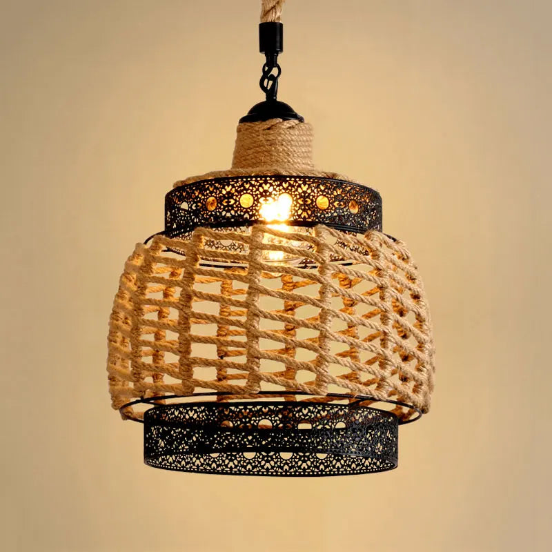 Modern Adjustable Vintage Hemp Chandelier