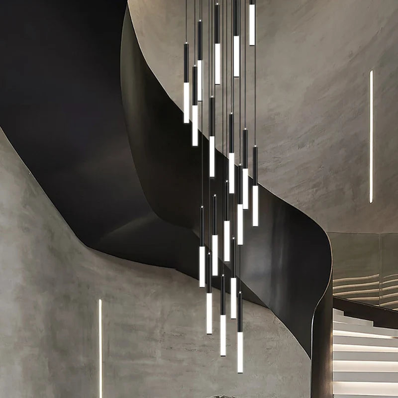Modern spiral chandelier in imitation porcelain and glass