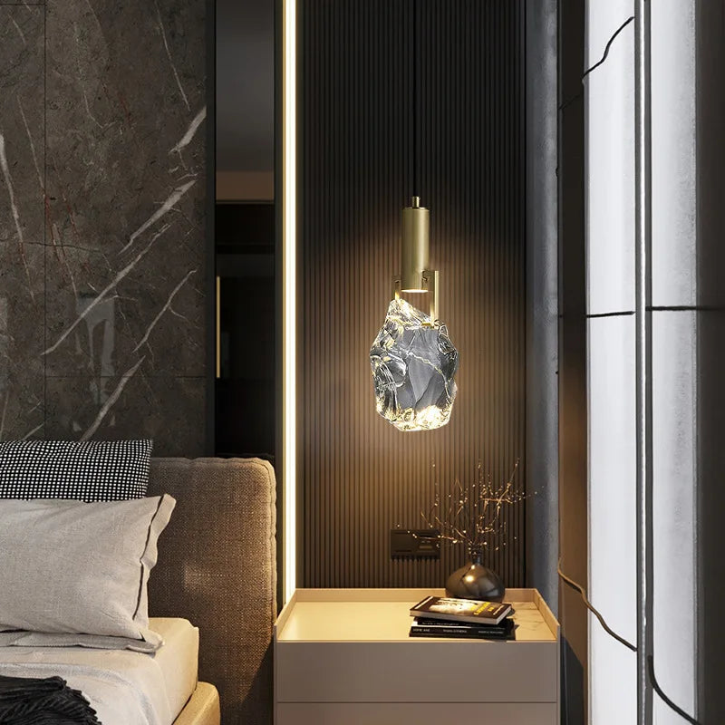 luxurious minimalist modern crystal and copper chandelier