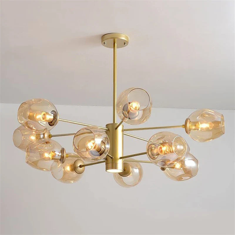 Modern Nordic glass and iron chandelier for decoration