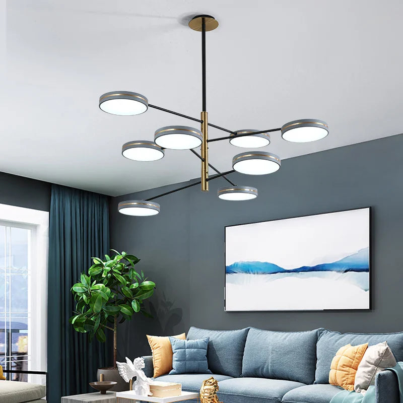 Modern LED chandelier erected pipe interior lighting decoration