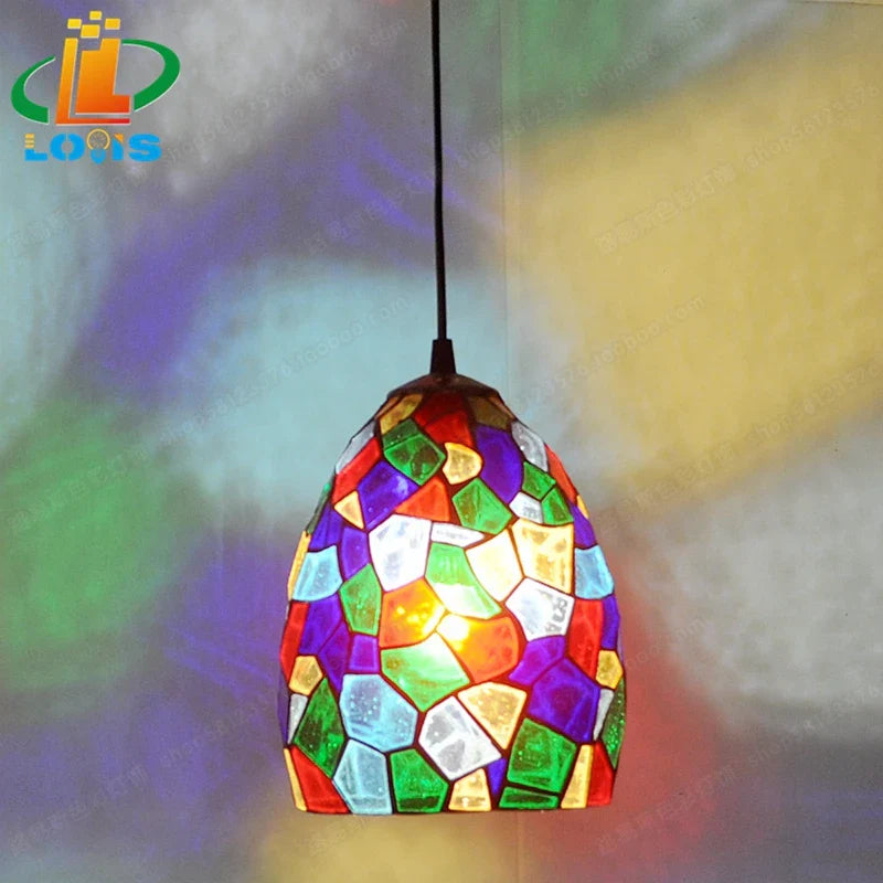 Tiffany-style stained glass colorful chandelier for creative lighting