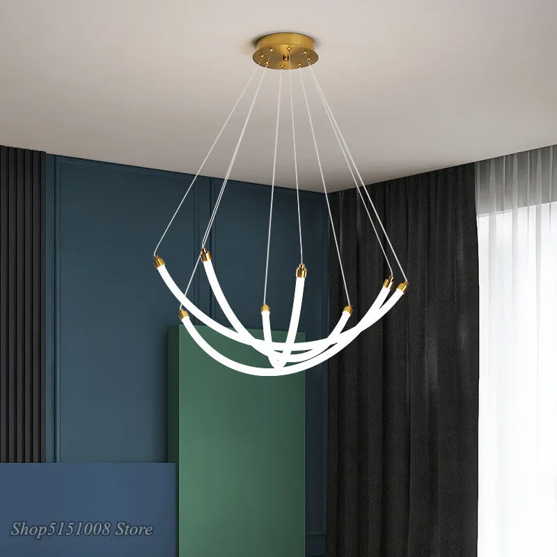 Nordic LED chandelier with adjustable acrylic and metal design