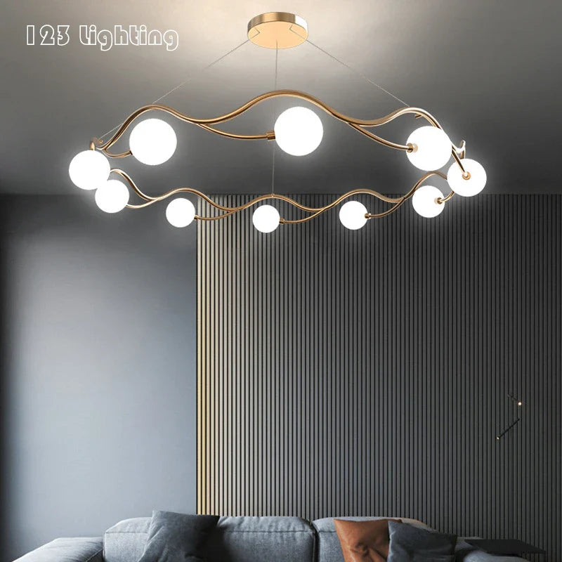 Modern white glass chandelier artistic interior decoration