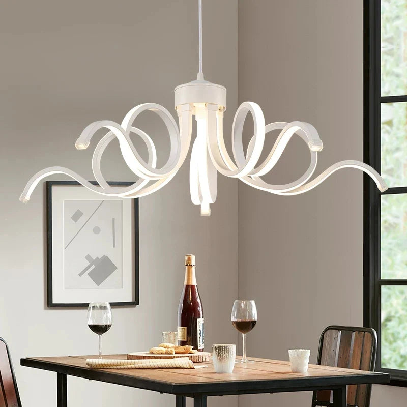 Modern remote-controlled suspended aluminum acrylic smart lighting
