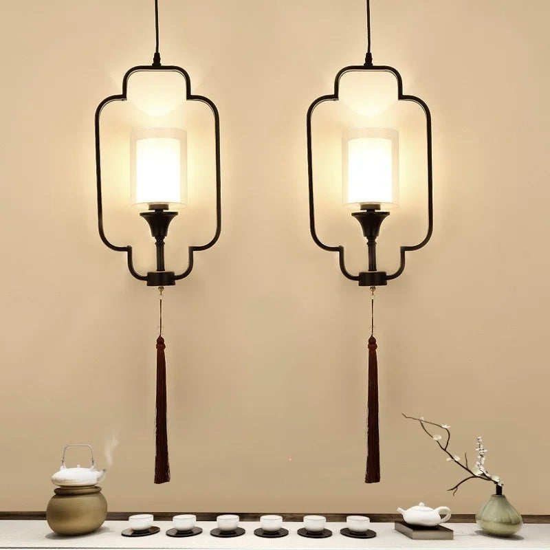 Simple modern Chinese chandelier with LED pendant lights