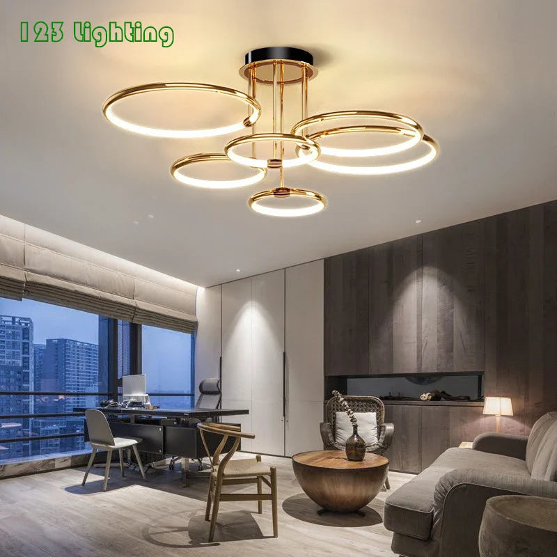 Modern LED chandelier with remote control and dimmer for indoor use