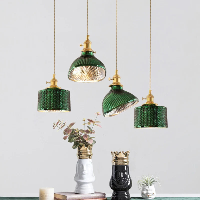 Japanese minimalist glass and brass chandelier creative decorative lighting
