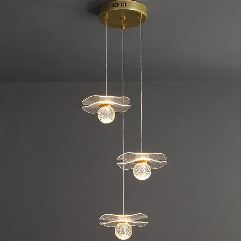 Modern LED copper lotus chandelier