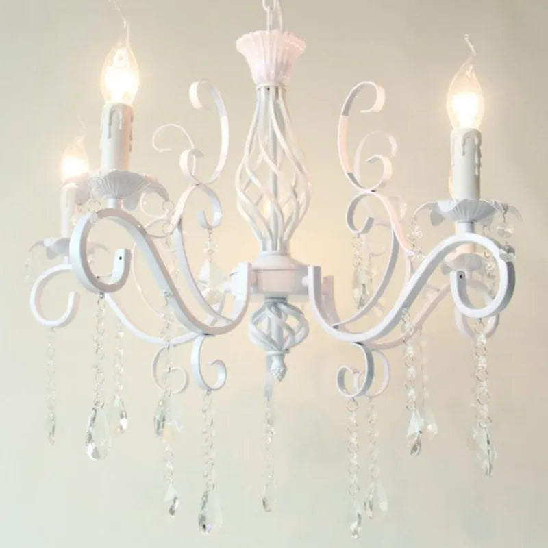 Vintage crystal and wrought iron chandelier for elegant lighting