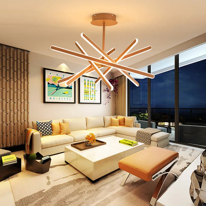 Elegant LED chandelier, adjustable brightness.