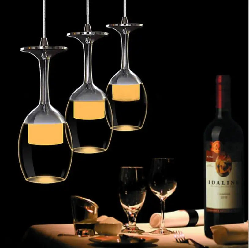 Modern Wine Glass Pendant Lights for Bar Cafe