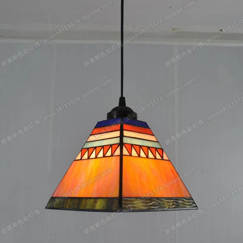 Tiffany Spanish chandelier for restaurant and café with stained glass