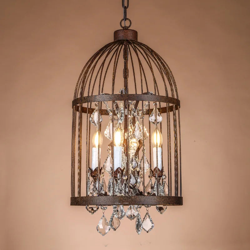 Luminous wrought iron retro chandelier.