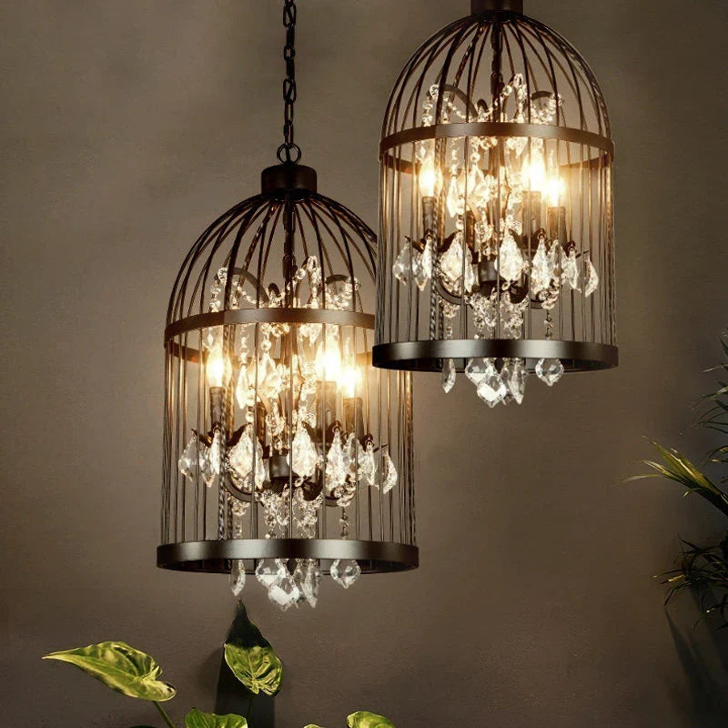 vintage crystal birdcage chandelier for bars and restaurants