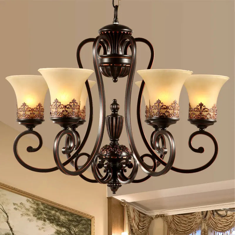 Elegant chandelier for a Baroque living room.