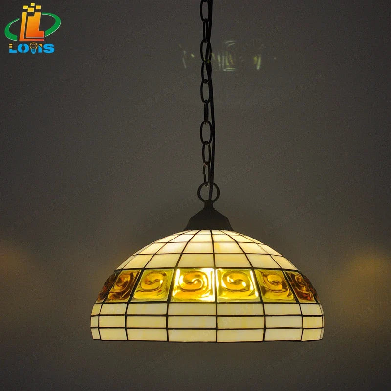 European-style brick chandelier antique simple Tiffany glass lamps