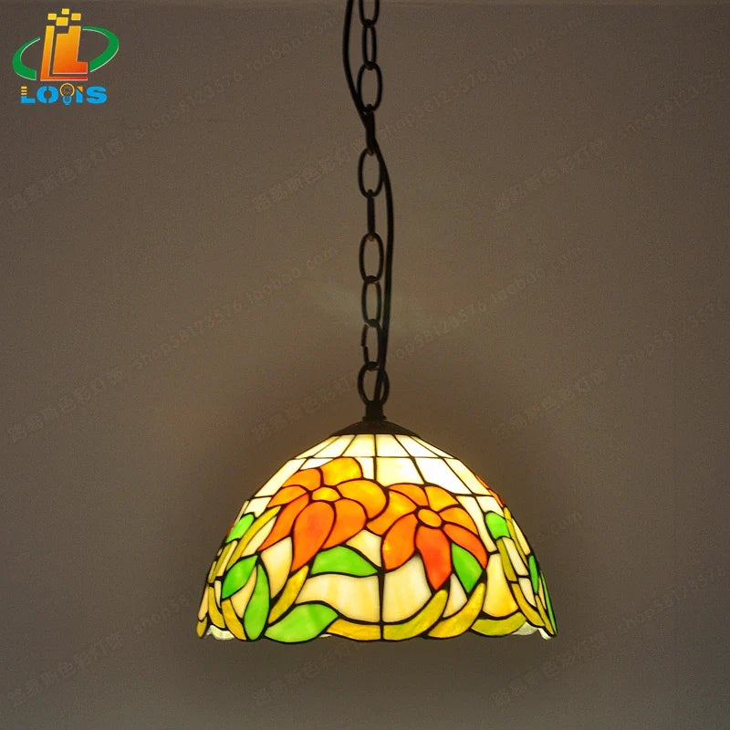 Tiffany style American begonia chandelier for home decoration