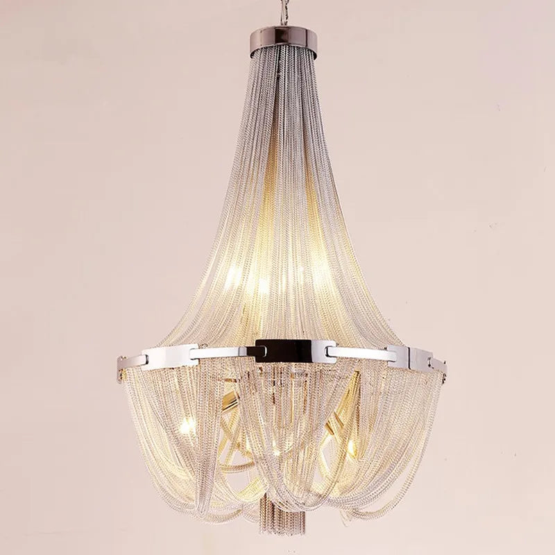silver aluminum pom-pom pendant light with LED lighting