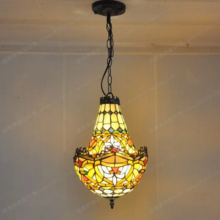 Retro creative Tiffany glass chandelier for cafe bar staircase