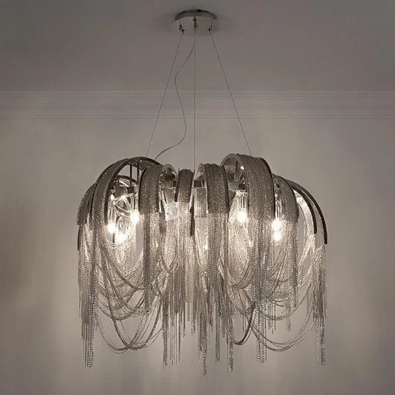 contemporary design modern aluminum chandelier with crystal drops