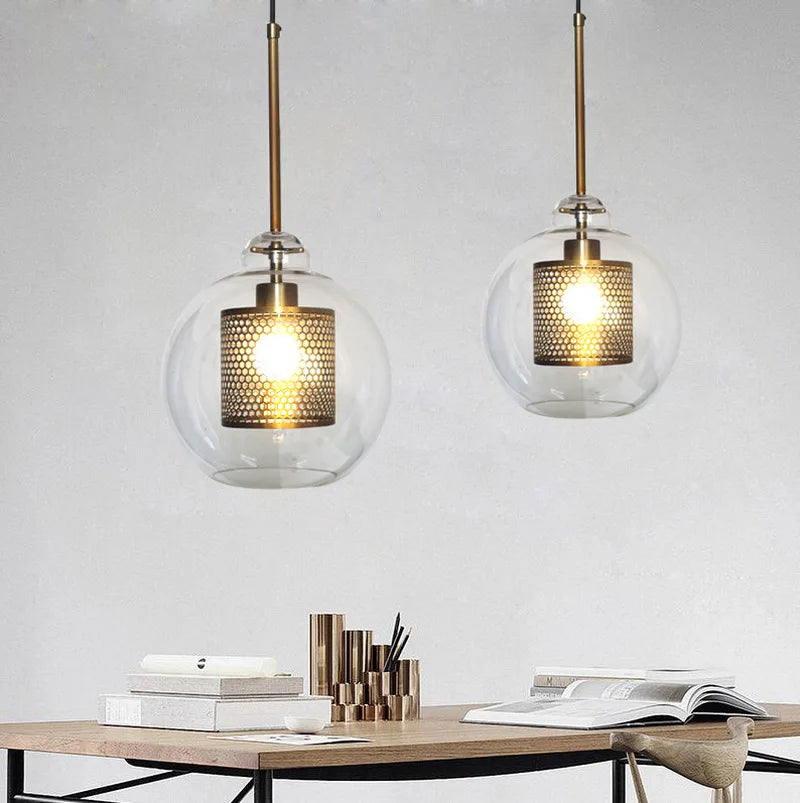 Retro Industrial Glass Ball Chandelier for Loft Hotel Restaurant