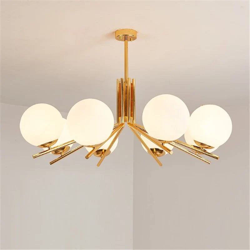 Modern LED chandelier with gold metal lampshades