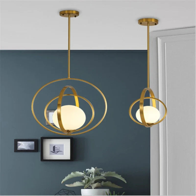 Minimalist Nordic luxury design round glass chandelier