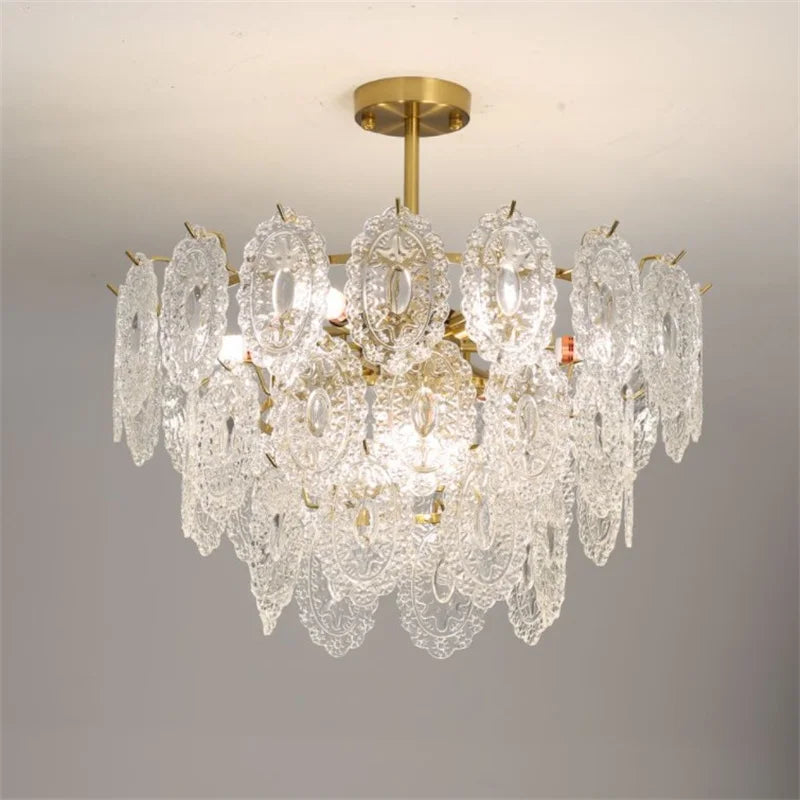 modern design LED gilded crystal round chandelier