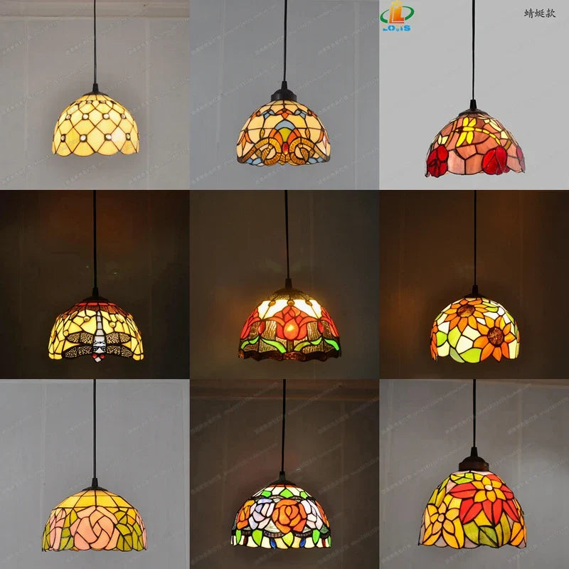 Tiffany style stained glass chandelier for antique decorative lighting