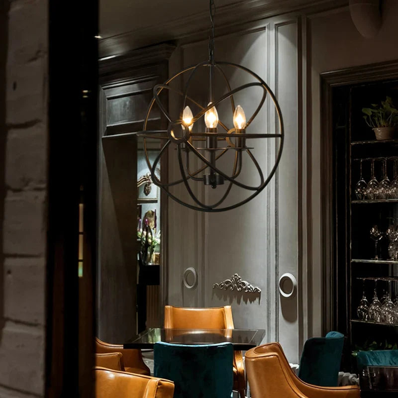 Retro Metal Sphere Pendant Light