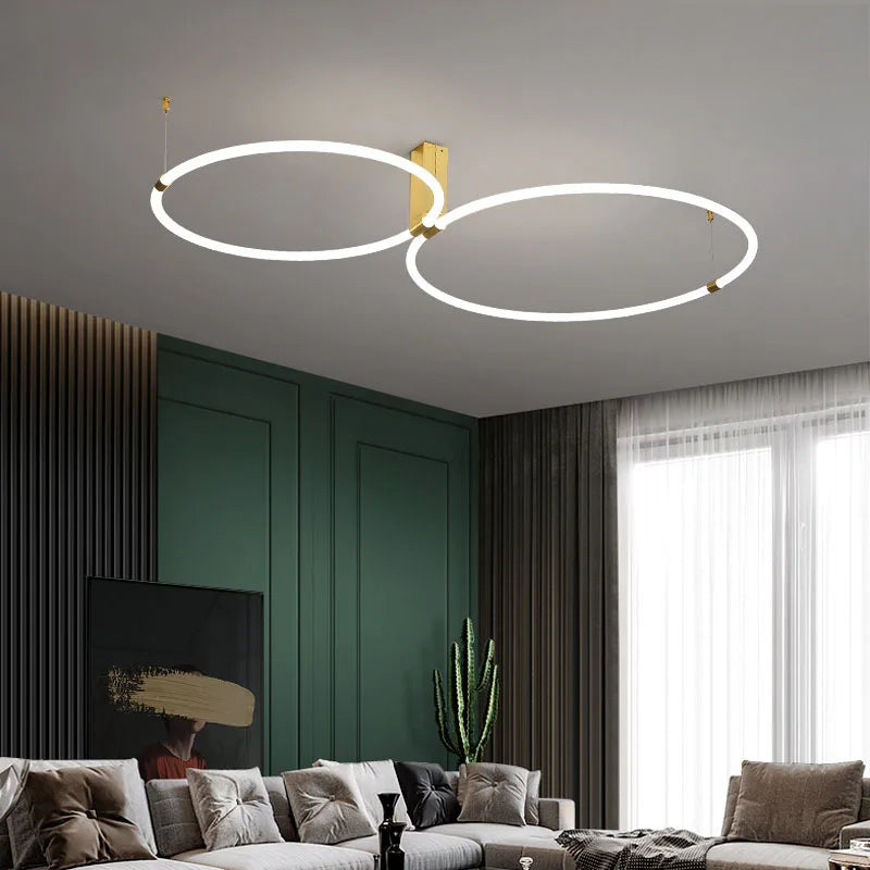 Modern round acrylic chandeliers with 360-degree lighting