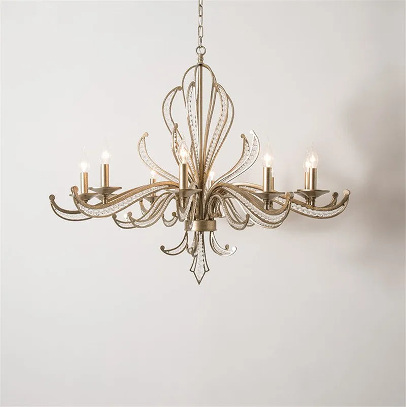 Vintage metal and crystal chandelier for interior decoration
