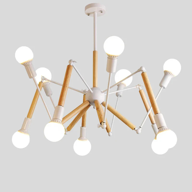 Solid wood chandelier, modern style, creative post-modern spider lamp