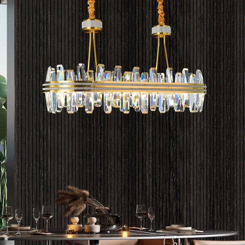 Postmodern round crystal chandelier for a creative interior